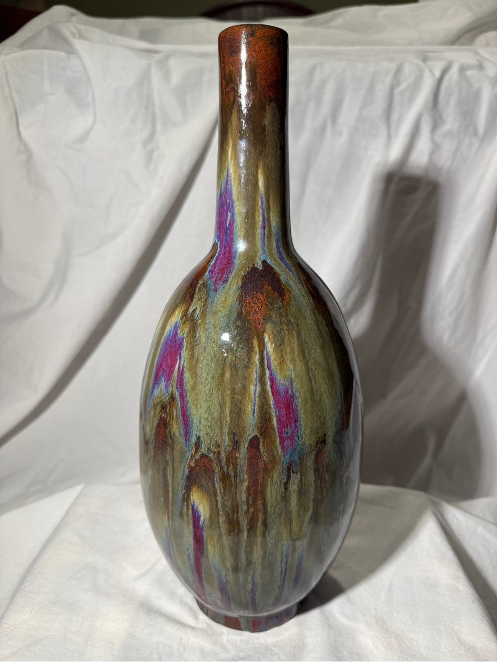Vintage Italian Art Pottery Vase iridescent drip glaze